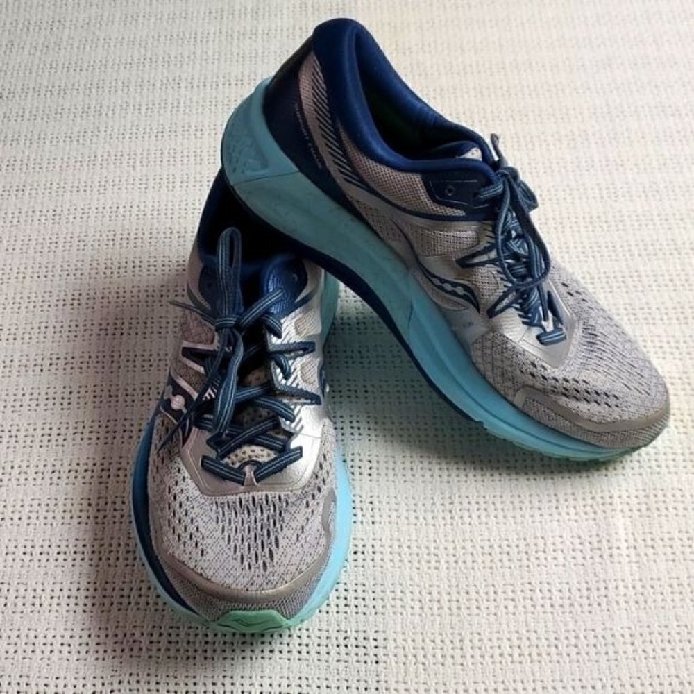 Saucony Omni Iso Support Frame Everrun‎ Sz. 8.5 Blue & Silver Athletic Shoes